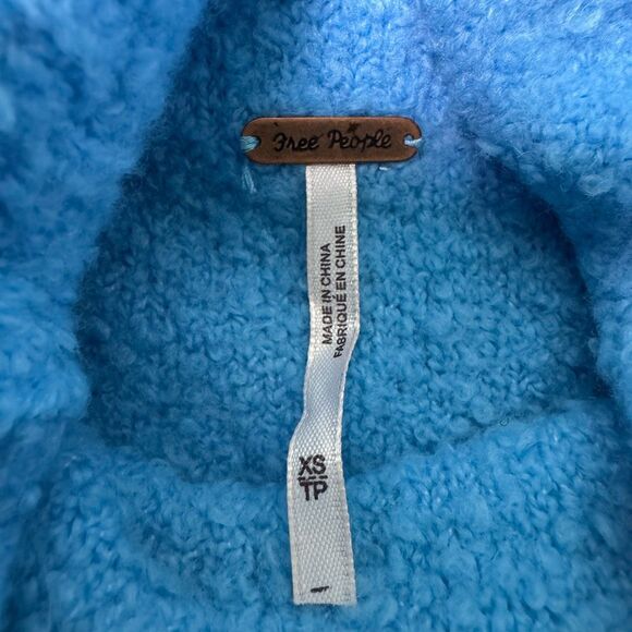 Free People Stormy Cowl Neck Pullover Sweater Women’s Size XS Blue Wool Blend - Picture 6 of 7